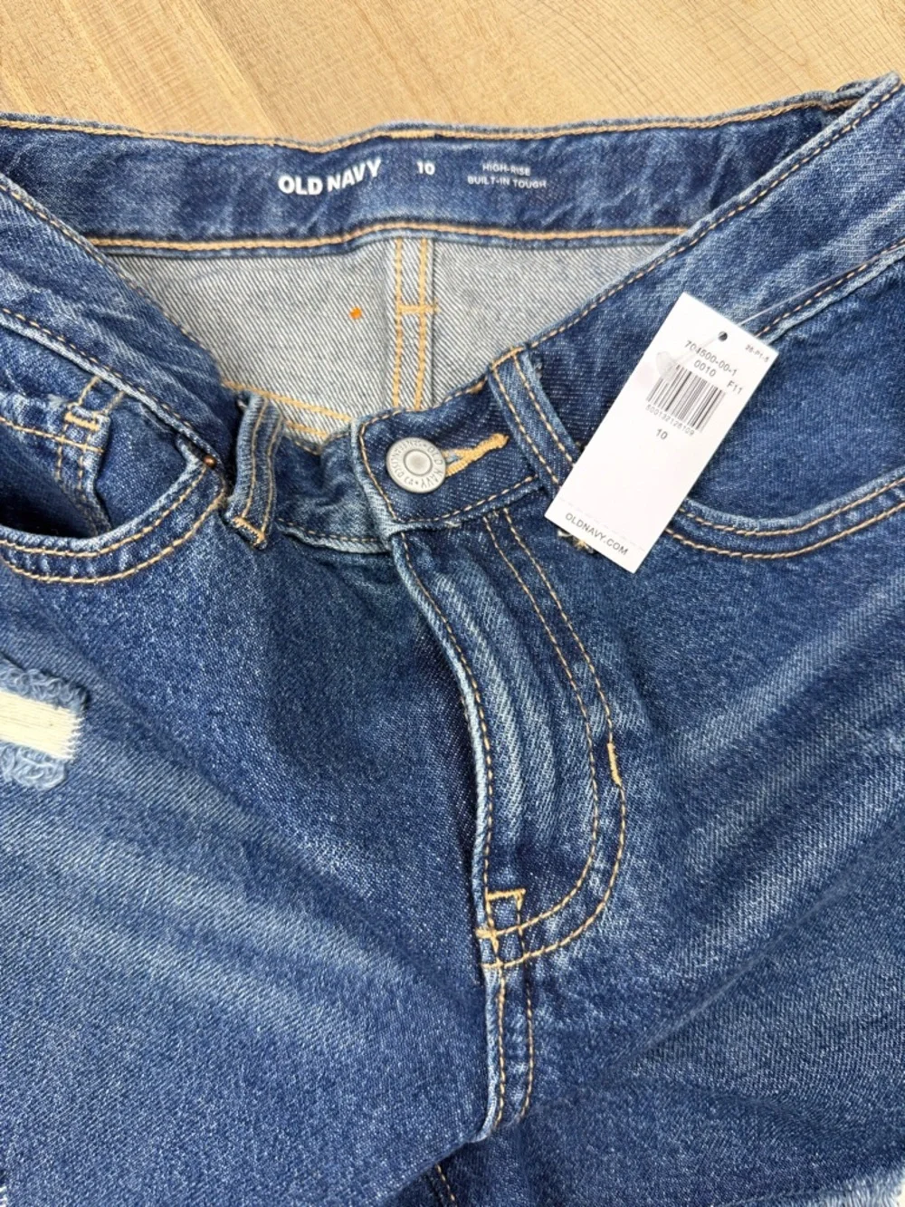 Old Navy Girl’s High-Rise Built-In Tough Distressed Denim Cutoff Shorts. Size 10